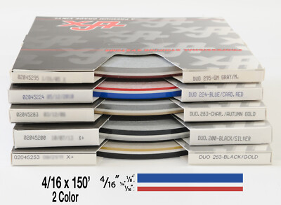 2 color (1/4'') 4/16'' x 150' Roll of Auto Accent Pinstripe stripe Duotone