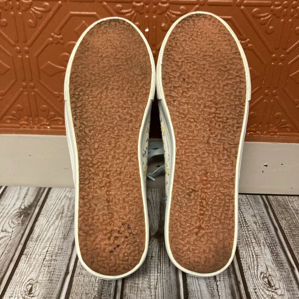 Tênis LoveShackFancy Superga plataforma UE 41 EUA 9.5 cano baixo amarelo azul - Imagem 4 de 4