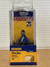 Irwin Marples 45 Degree Chamfer Router Bit, 1/4" Shank ( 1901000 ) ~ Brand New