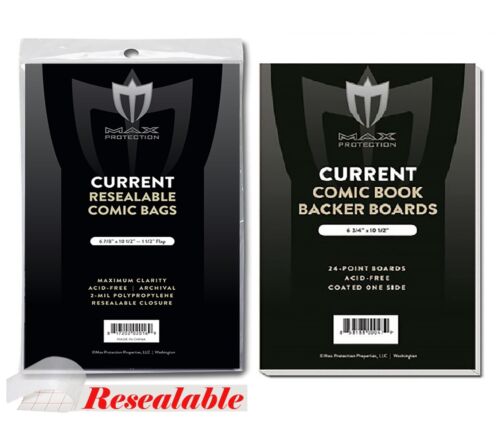 500 RESEALABLE CURRENT MODERN COMIC BOOK ARCHIVAL POLY BAGS AND BOARDS MAX - Afbeelding 1 van 1