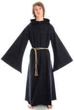Mittelalter Mönchskutte Baumwolle schwarz Mönchsrobe | Trompetenärmel Halloween