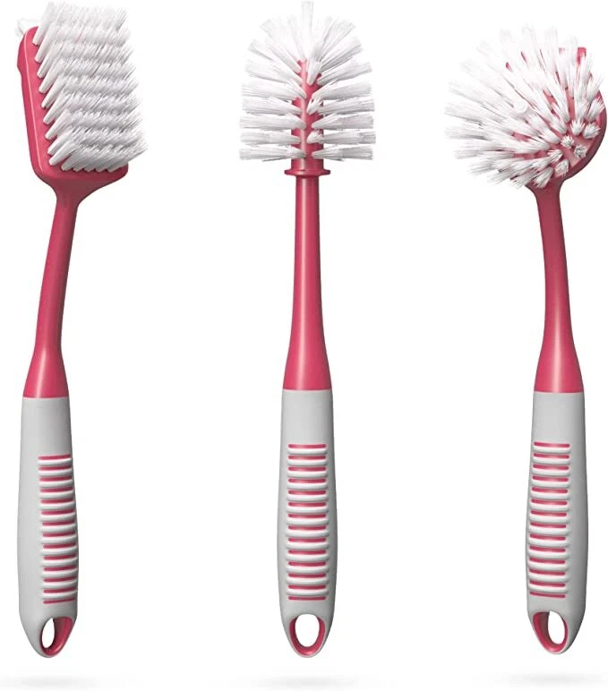 Dish Brush Set of 3 with Bottle Water Brush, Dish Scrub Brush and Scrubber  Brush