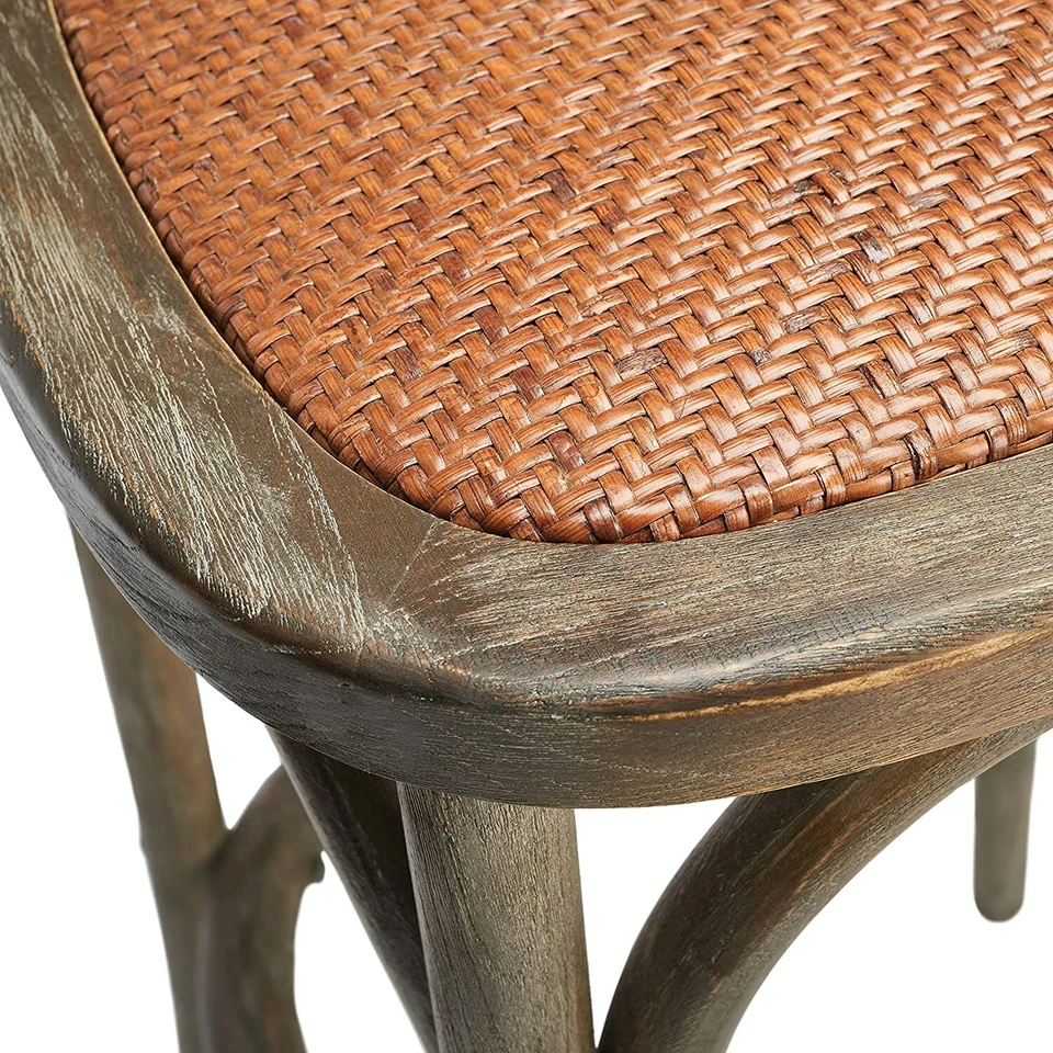 SAFAVIEH Home Collection Franklin Farmhouse ratán desgastado 30 pulgadas taburete FLE26 Foto 2 de 3