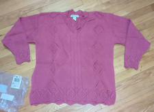 Vintage 1990s JC Penney Americana Pink Rose Cotton Sweater 2X 1990's USA Made