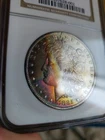 1885-O RAINBOW TONED MORGAN DOLLAR~NGC MS64* STAR~Colorful Toning Gorgeous!