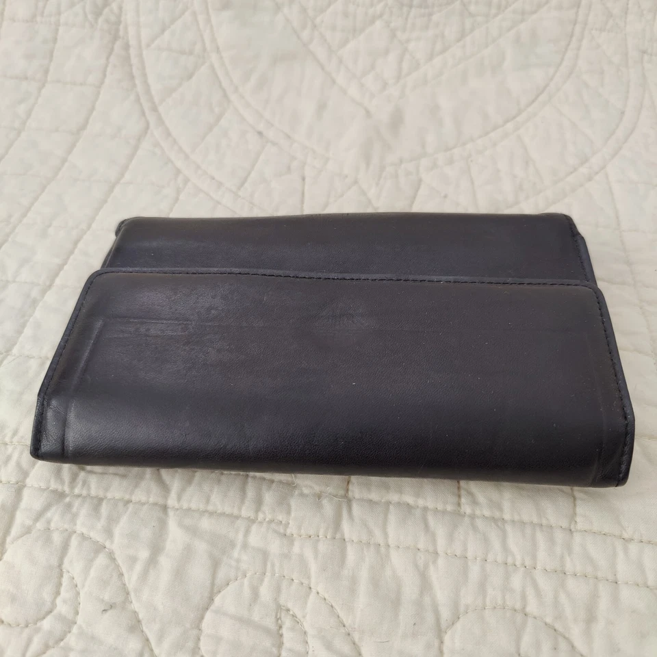 Cartera chequera de cuero de vaca negra Princesa Gardner Hunter, porta monedas Foto 3 de 4