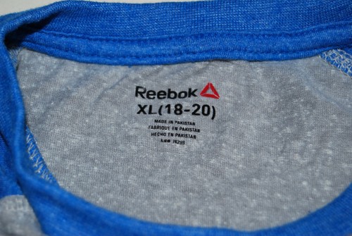 EUC Reebok Boy's Heather Blue & Gray Crew Neck SS Baseball T-Shirt sz XL 18-20 - Picture 8 of 8