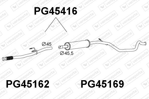 Silencieux avant pour Peugeot 206 SW 1.4 16V de 2002 à 2008 en acier aluminisé d'origine