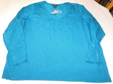 Lane Bryant Women's Ladies Long Sleeve V Neck Sweater 26/28 Teal 0813 NWT