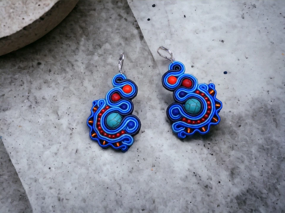 Ohrringe Technik soutache Kunsthandwerk  - Bild 2 von 4