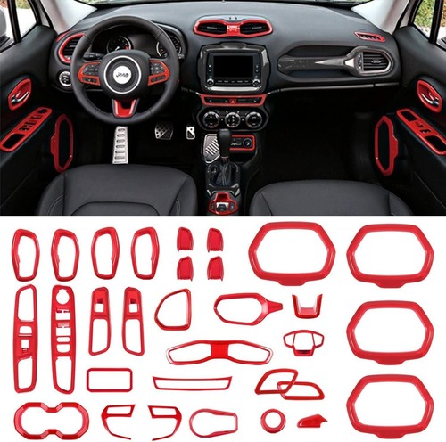 31PCS Car Interior Accessories Cover Trim Kit Red for Jeep Renegade 2015-2020