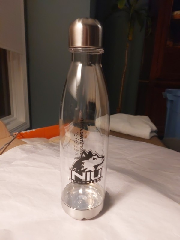 Ariel Water Bottle 25oz (739 mL) Clear "NIU Huskies" "Northwestern Medicine"