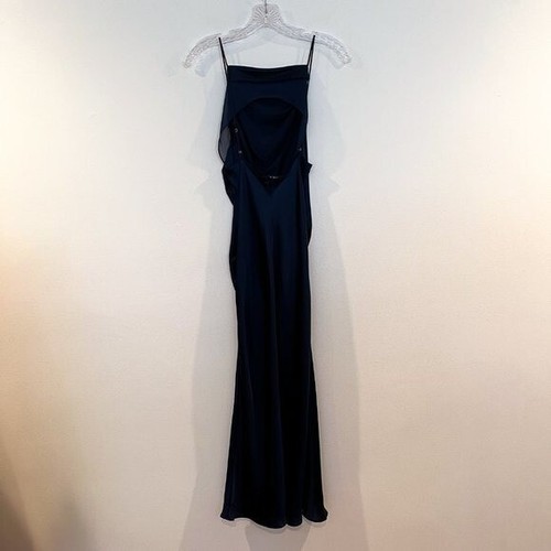 Amanda Uprichard 100% Silk Navy Backless Halter Classic Coastal Midi Dress NWOT - Picture 7 of 9