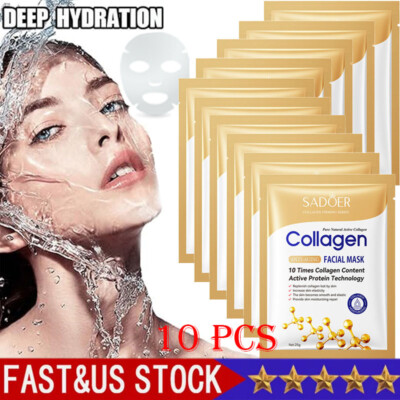 Anti-Wrinkle Collagen Face Mask Moisturizing Anti-Aging Repair Brightening 10Pcs