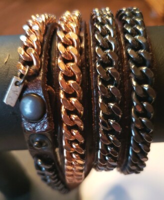RICCARDO FORCONI FIRENZE CHAIN LEATHER BELT MADE IN ITALY 36  display picture 3
