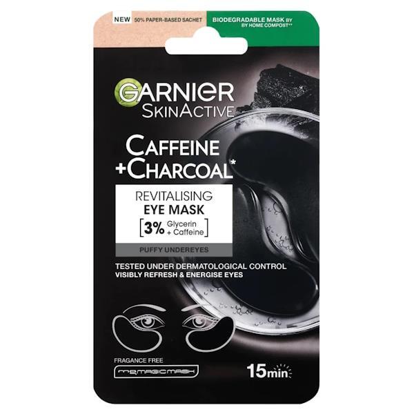3 x Garnier Skin Active Caffeine + Charcoal Revitalising Eye Mask