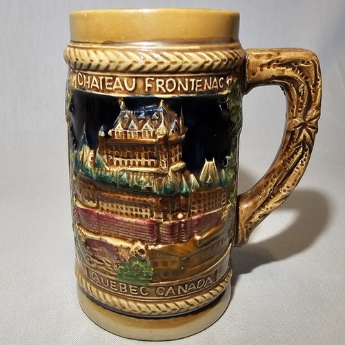 Vintage Chateau Frontenac Quebec Canada Tall Pottery Beer Stein Mug Souvenir 🔥