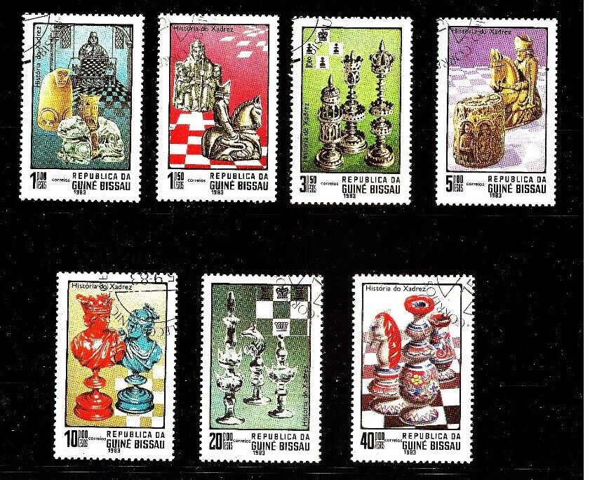 Guinea-Bissau 473-78 History of Chess ,HISTORIA DO XADREZ 1983 y full used  set