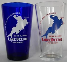 Lake Delton, Wisconsin Empty Lake pint glasses , Pick 4 of 7 different