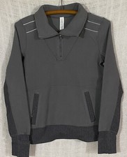 Ivivva Girl's Size 12 Gray w/ Herringbone Accents 1/4 Zip Pullover Sweatshirt