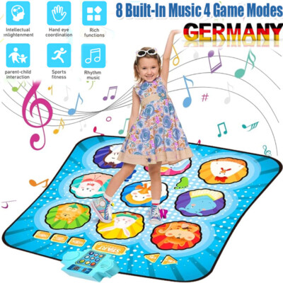 MOMUSE Tanzmatte Kinder, Spielzeug Geschenke Für Mädchen Jungen Alter 3 4 5 6 7 8 Jahre, Musikmatte 2 Modi, Mit Beleuchtetem Display Und 9 Stufen