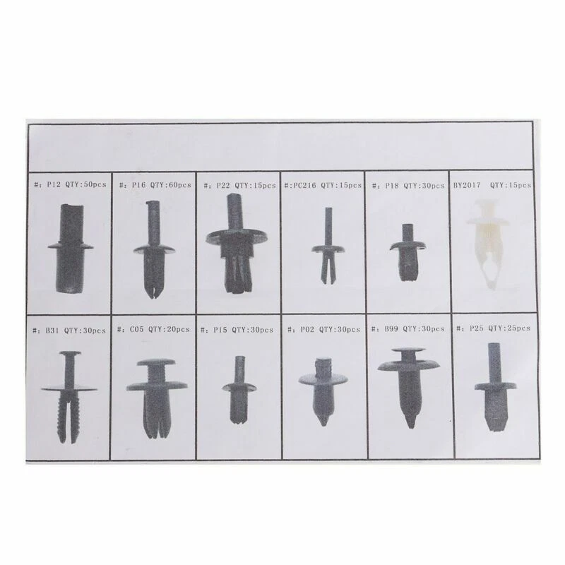 Car 350pcs 12 Sizes Platstic Push Pin Rivet Trim Clip Panel Moulding Assortments - Image 3 of 3