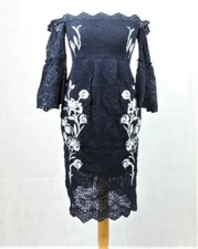 Hope & Ivy Maternity Bardot Lace Pencil Dress Size 10 uk rrp £130 CR097 DD 04