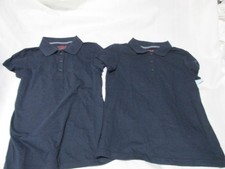 NWT Cat and Jack Girls Navy Blue Short Sleeves Uniform Polo Shirt size L 10/12