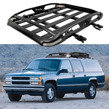 For Chevy Suburban 50" Roof Rack Cargo Basket Luggage Carrier Crossbar w/ Lights