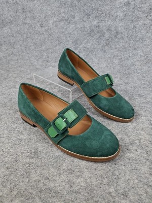 Girotti Milano Luxus-Flats ''Mary Jane'' Wildleder grün Damen UK 5
