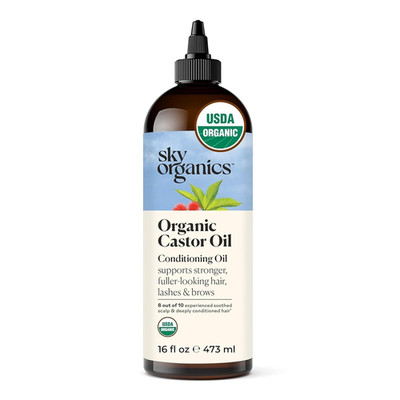 - Castor Oil Organic - Volumizing Hair Oil - Scalp, Lashes, Brows - Pure Castor 