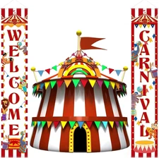2 Pack Carnival Porch Banners Welcome to the Circus Door Signs Party Decor Fun!!