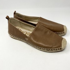 Sam Edelman Khloe Latte Tan Leather Slip On Preppy Summer Espadrille 8
