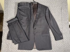 Hickey Freeman 2-Piece Suit Men  s 42L 35x32 Gray Striped 100 Wool