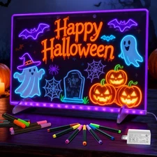 Led Drawing Board with 13 Lighting Effects, 13.7"X10" Doodle Glow LED Note Bo...