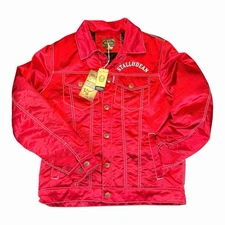 Vintage Stall & Dean Red Peppers Paris Satin Varsity Jacket M NWT Rare Y2K 2001