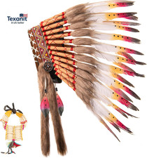 Medium Native Feather Headdress and Choker for Men and Women,Halloween,Carnival,