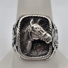 Vintage 925 Sterling Silver High Relief Horse Cowboy Southwestern Ring Size 10.5