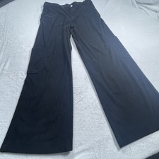 Wild Fable Women's Black Cargo Pants Wide Leg, Zip Front, 4 Pockets, Street Wear