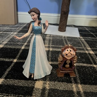 Disney Traditions Belle Figurine Haute Couture and cogsworth Disney tradition