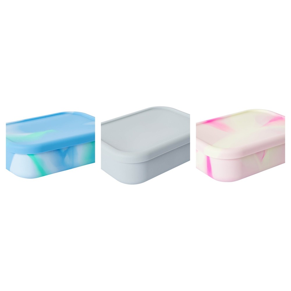 3-Compartment Silicone Bento Box in Multiple Colors
