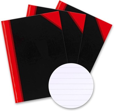 Bantex Notizbuch A4, liniert, 192 Seiten, 70 g/m², Hardcover, schwarz, 3 Stück