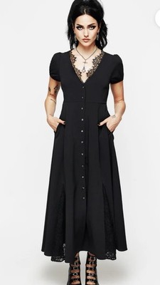 Disturbia Taissa Floral Lace Button Up Midaxi Dress Gothic Witchy Size US 8  NWT | eBay