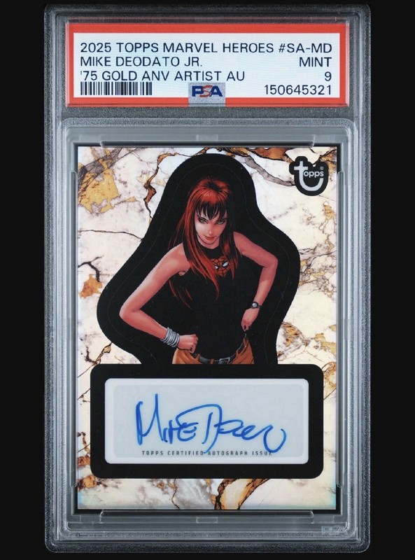 Topps 2025 Marvel Heroes PSA 9 #SA-MD Mike Deodato Jr. Auto '75 Gold ANV