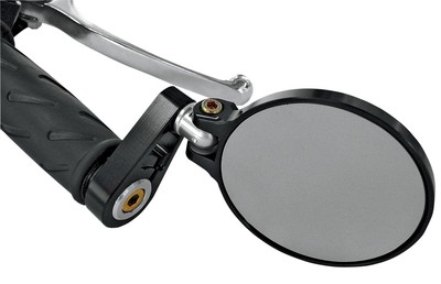 Joker Machine Folding Bar End Mirror 2 1/4in. Round - Black Anodized #09-302B