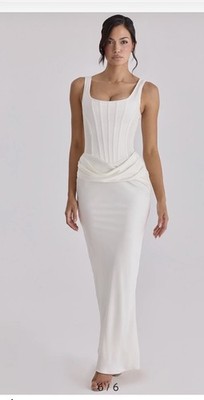 Ivory Corset Column Wedding Dress Square Neck Sleeveless Full-Length Size  XS | eBay