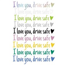 1Pc "I love you, drive safe" Car Rearview Mirror Decal with Heart
