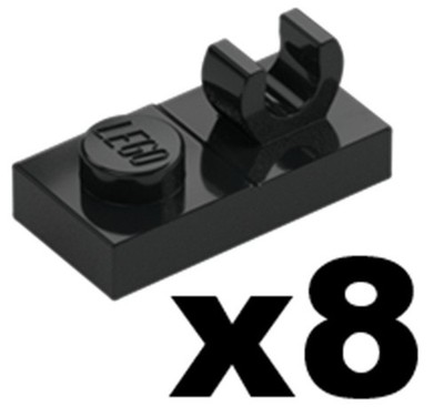 Lego 8 New Plate Clip on Top Black 1 x 2 Modified Part 92280 D1013