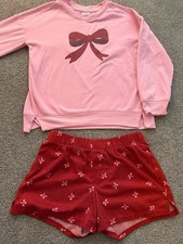 Art Class Girl's Pink Long Sleeve Fleece Shirt with Shorts Pajamas XL