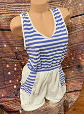 Vintage FAVORITES Striped Terry Short ROMPER Size L